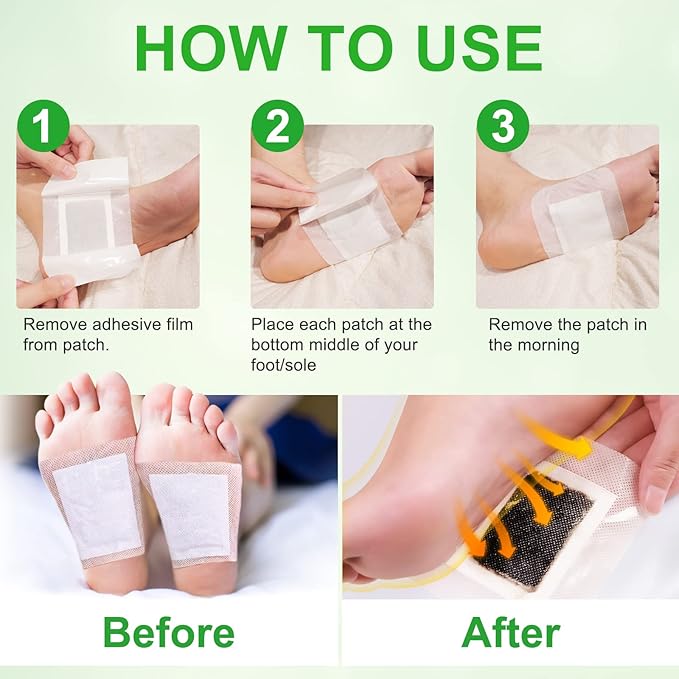 2in1 20PCS Foot Pads, Natural Bamboo Vinegar Ginger Powder Foot Pads