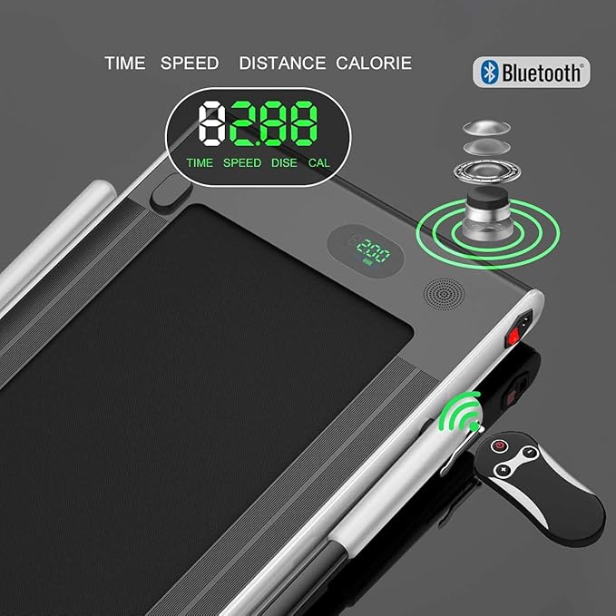 Goplus 2 in 1 Folding Treadmill, 2.25HP Under Desk Electric Superfit Treadmill, Installation-Free with APP Control, Remote Control, Bluetooth Speaker, LED Display, Walking for Home