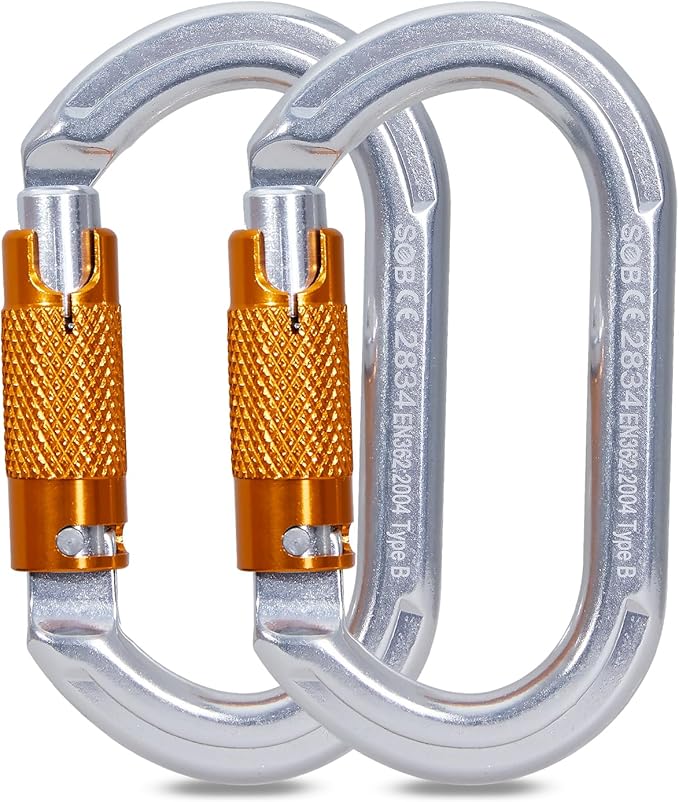 SOB Auto Locking Climbing Carabiner Clips,Heavy Duty Asymmetrical Carabiner Connector Used for Rappelling Gear Rescue Outdoor Projects Dog Leash
