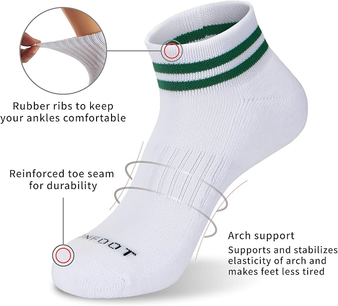 MONFOOT Men's/Women's 6 Pairs Daily Cushion Comfort Fit Performance Quarter Ankle Socks Multipack