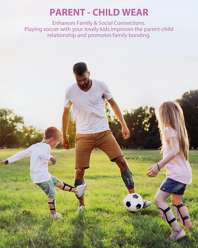 Shin Guards Soccer Kids Youth, CE Certified Airsfish Shin Guard Protection Gear for 2-18 Years Old Boys Girls Teenagers High Impact Resistant Breathable Comfortable 1 Pair 4 Sizes