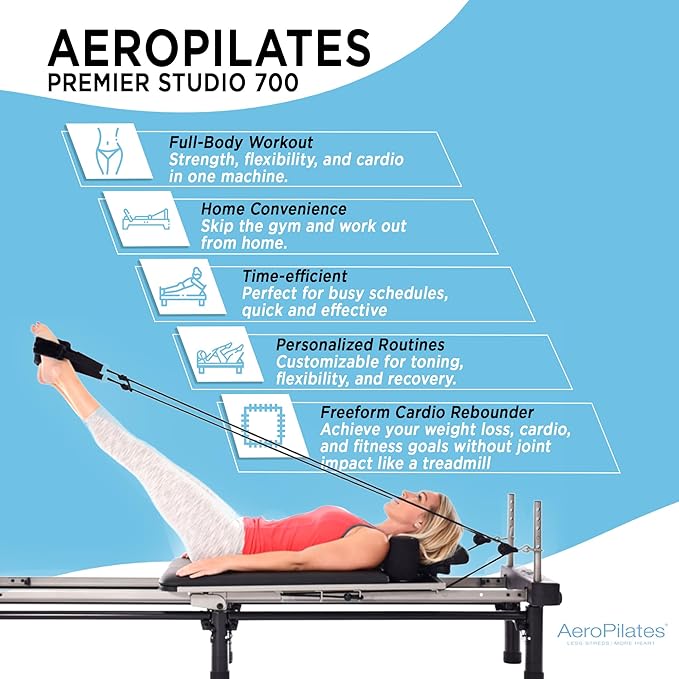 AeroPilates Reformer Home Workout Equipment, Pilates Machine w/Resistance