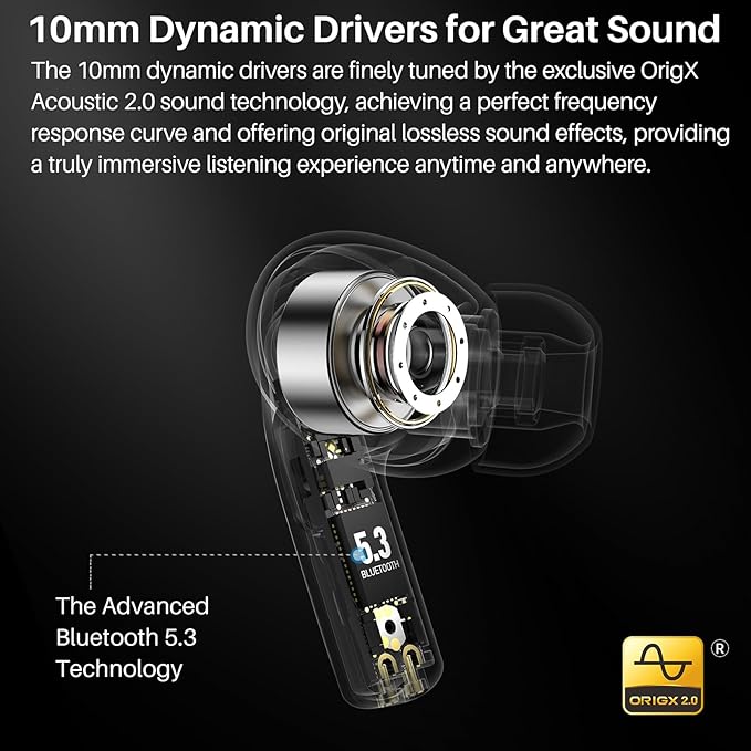 TOZO T20 Wireless Earbuds Bluetooth Headphones 48.5 Hrs Playtime with LED Digital Display, IPX8 Waterproof, Dual Mic Call Noise Cancelling 10mm Broad Range Speakers with Wireless Charging Case Green