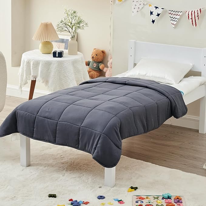 yescool Weighted Blanket (10 lbs, 41" x 60", Grey) Cooling Heavy Blanket for Sleeping Perfect for 60-90 lbs, Breathable Blanket with Premium Glass Bead, Machine Washable