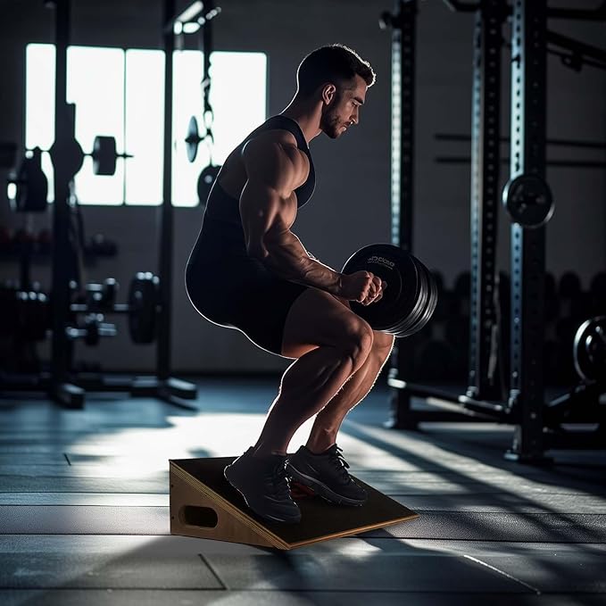 CAELUM Slant Board for Squats, Training Incline Board for Knees Over Toes, Wooden Non-Slip 25 Degree Incline Durable Board for Calf Stretch, Weightlifting, Fitness, 1000 Lbs Weight Capacity