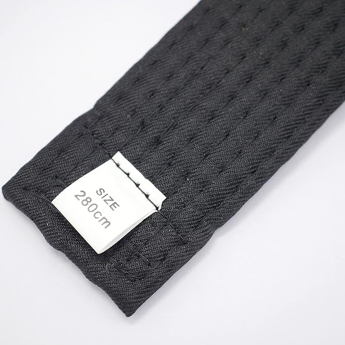 110 Inch Black Karate Belt, 280cm Taekwondo Solid Rank Martial Arts Belts Universal Fit for Judo/Karate/Taekwondo