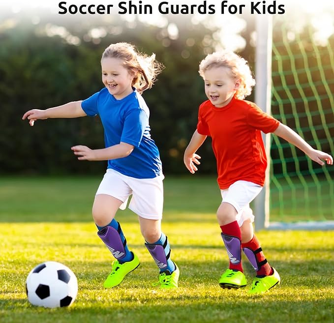 Shin Guards Soccer Youth Kids - Shin Guard for Boys Girls Teenagers Toddler 2-18 Years Old - Football Shin Pads Protection Equipment with Adjustable Straps