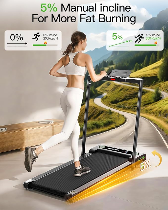 Walking Pad Treadmill, 330lbs Capacity, Compact Walking Pad, 2.5HP Desk Treadmills, 45dB Silent Operation, Foldable Treadmill with Remote Control, for Home Office