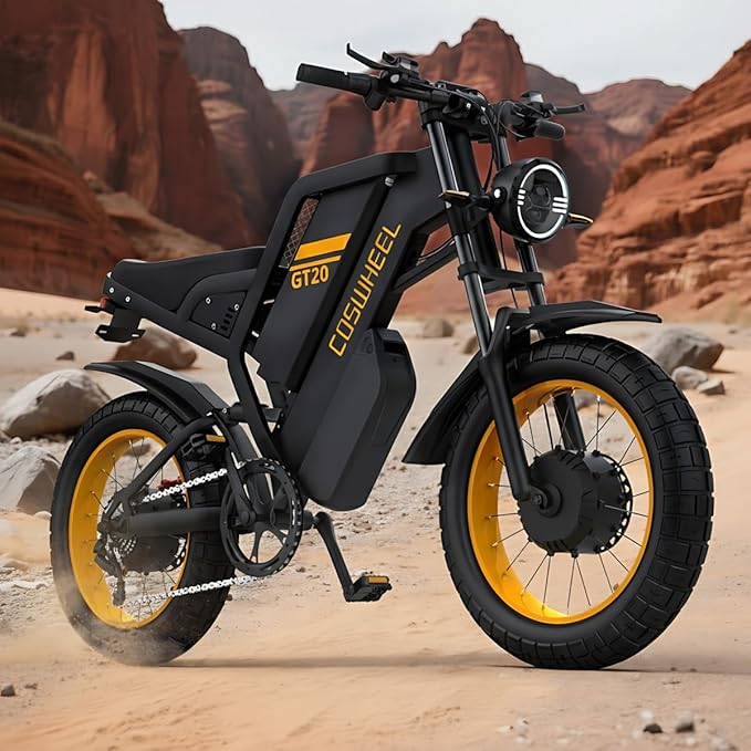 COSWHEEL GT20 Electric Bike for Adults 2000/3000/4000W 48V/25/40AH Removable Battery 83-145Miles 7-Speed 20x4Tires Dirtbike Mountain Electric Motorcycle for Rocky Off-Road Riding