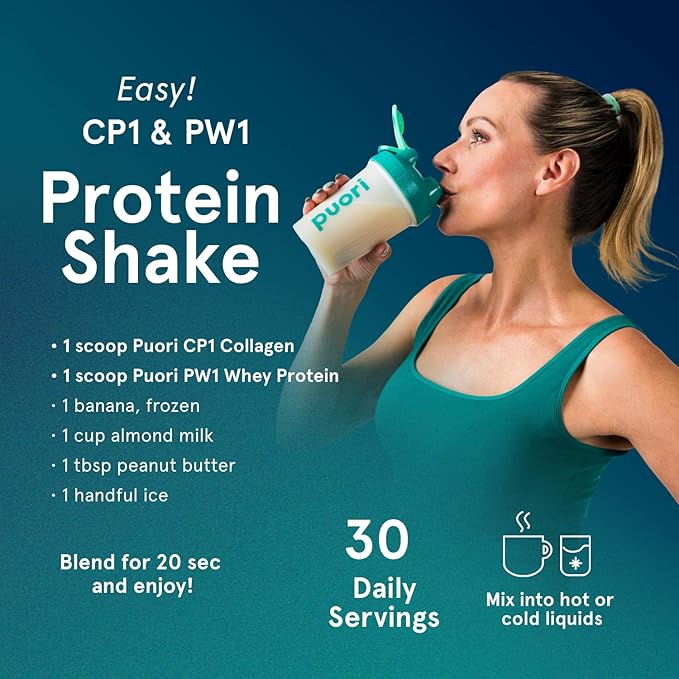 Puori - CP1 Pure Collagen Peptides Powder - Hair, Skin, Nails - Hydrolyzed Protein, Unflavored, 30 Servings