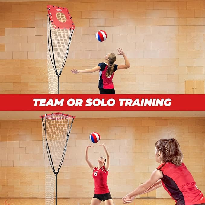 Volleyball Setter Training Net,Height & Angle Adjustable Volleyball Training Net with Metal Frame,Tripod Base for Indoor and Outdoor,Volleyball Training Equipment for Setting,Serving,Spiking