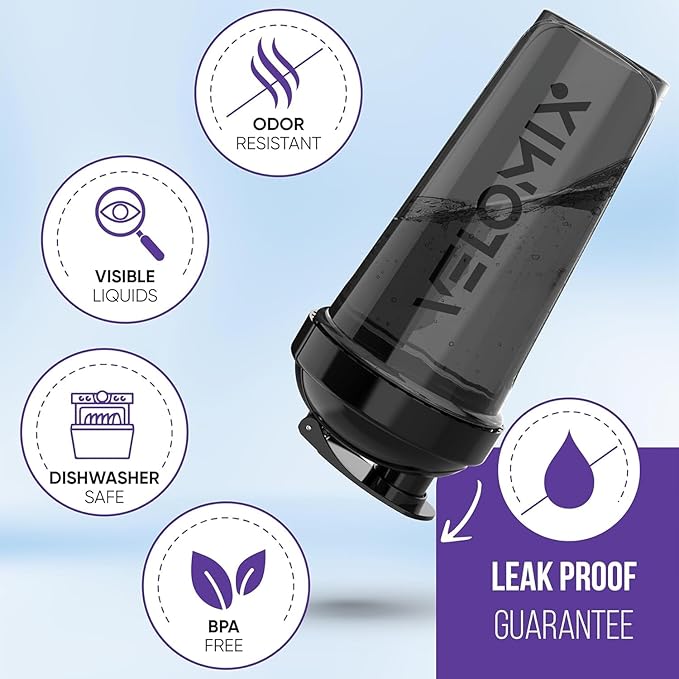 '-2 Pack- 28 oz Protein Shaker Bottles for Protein Mixes - 2x Wire Whisk | Leak Proof Shaker Cups for Protein Shakes | Protein Shaker Bottle Pack | Shakers for Protein Shakes-Purple&Black