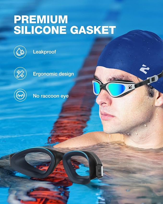 ZIONOR G1 Lite Swim Goggles with Swim Cap Comfortable Anti-fog Swimming Goggles Cap Set for Adult Men Women