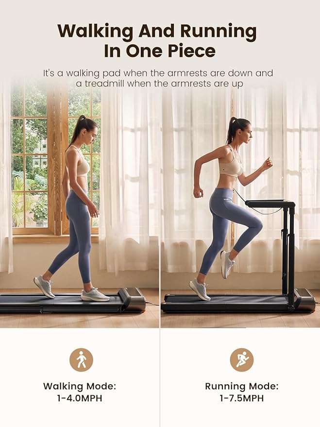 WALKINGPAD R Series Folding Treadmill, 2 in 1 Walking Pad Under Desk Treadmill for Home and Office, Compact Foldable Design with App Control and LED Display, Spacious Belt for Walking or Running