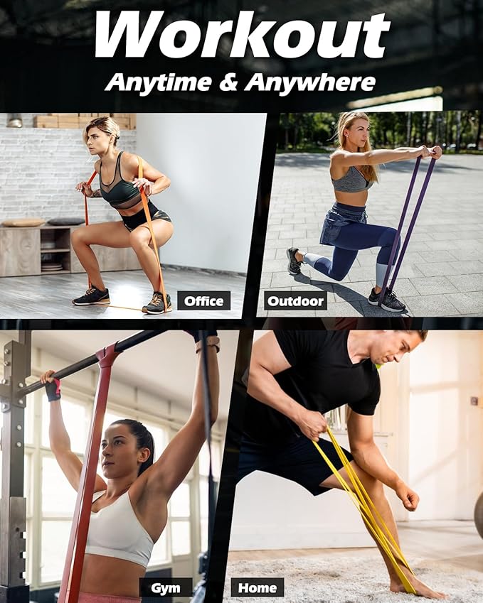 Zacro Resistance Bands, 6 Resistance Levels Pull Up Assistance Bands, Exercise Bands for Men&Women, Heavy Duty Resistance Band Set with Door Anchor, for Working Out, Muscle Training, Physical Therapy