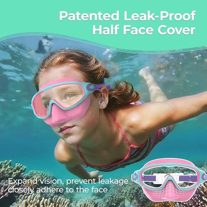 Swim Goggles for Kids 3-15 with Earplugs Large Frame Anti-Fog/UV Swimming Goggles for Boys Girls Toddler 2PCS