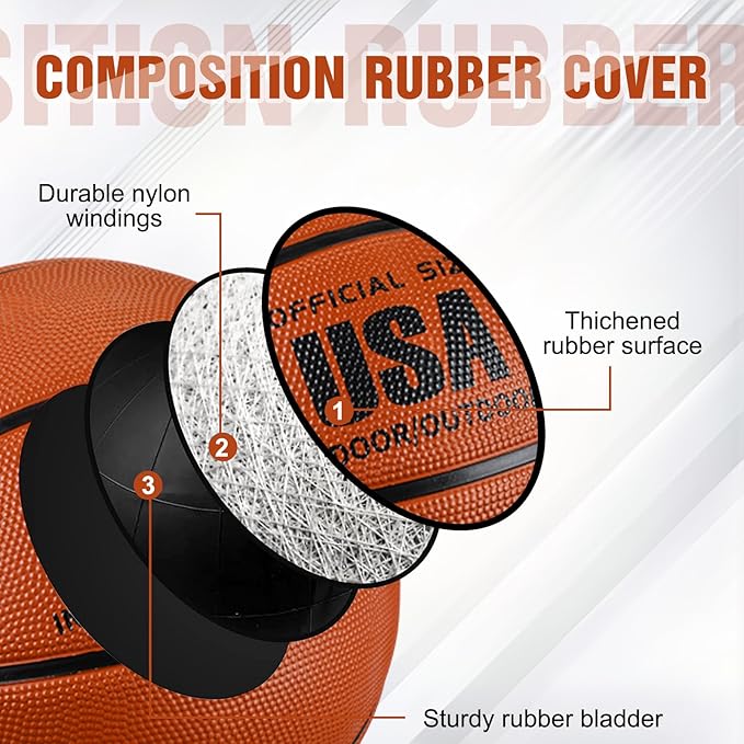 HyDren 12 Pcs Basketballs Bulk with Pump Donation Supplies Size 5/6/7 Deflated Basketball for Outside Sport Operation Machine Stitched Ball