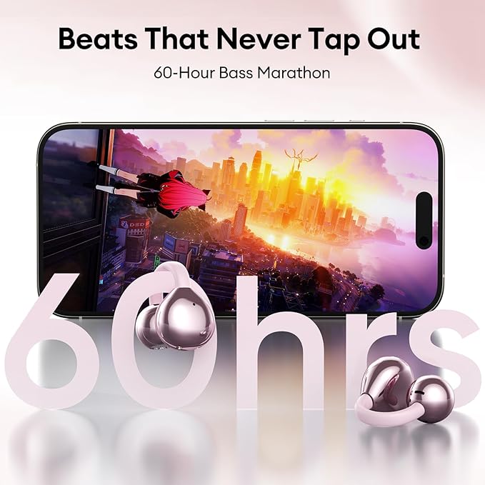 PAXA Stylish Open Ear Clip On Earbuds with Removable Butterfly Earring, Clip On Headphones with LCD Touch Screen, Fashionables Open Ear Headphones for Women, Butterfly Earring Rose Gold Earbuds