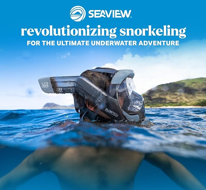 Seaview 180 V3 Full Face Snorkel Mask Adult- The V3 is The Perfect Snorkeling Gear for Adults- Snorkel Mask with 180 Panoramic Viewing and Up to 600% Easier Breathing- Patented Flowtech Air Intake