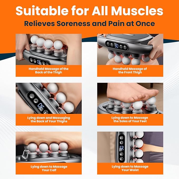 Zevessa Massager - Relief Wave Pro 3, Reliefwave Massager - 16-Head Massage Gun Set, 30 Intensity Levels with 16 Massage Heads, Quiet Percussion Massagers for Legs, Waist, Buttocks Muscles (Black)