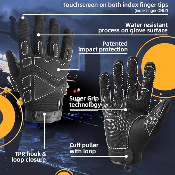 Seibertron Adult Or Youth S.O.L.A.G Sports Outdoor Water Resistant Full Finger Touchscreen Gloves