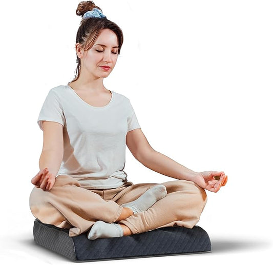 Kölbs Extra Large Seat Cushion Stylish Plush Velvet Cover XL Memory Foam for Office Chair, Floor Pillow Back Pain Coccyx Bruise Relief Carry Handle