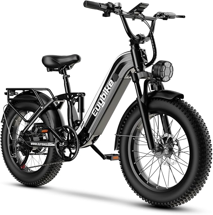 Electric Bike for Adults 1400W Peak, 48V 20AH(960WH) Removable Battery, 20"x4" Fat Tire Full Suspension 80 Miles Range Step-Thru 30+MPH Hunting Ebike, 7-Speed Dual Brakes Electric Bicycle