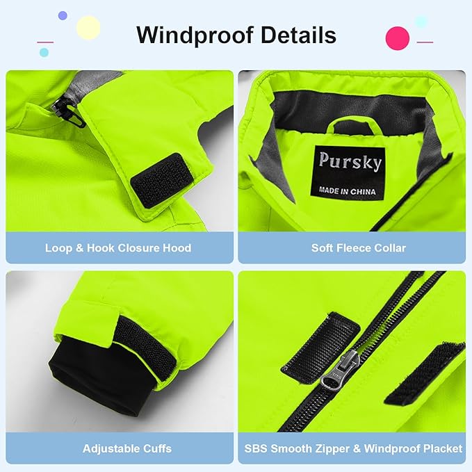 Pursky Boy's Waterproof Ski Jacket Kids Winter Snow Coats Fleece Raincoats Parka