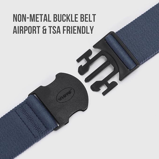WHIPPY Mens Elastic Stretch Belt Unisex Adventure Web Belt for Women Men with Non-Metal Buckle Adjustable Belts