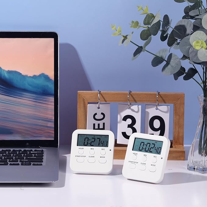 Weewooday 12 Pcs Digital Kitchen Timer - Count Up/Down Large Digits Egg Timer with Loud Alarm for Teacher, Kids, Cooking, Baking, Sports, Office (Cute Style)