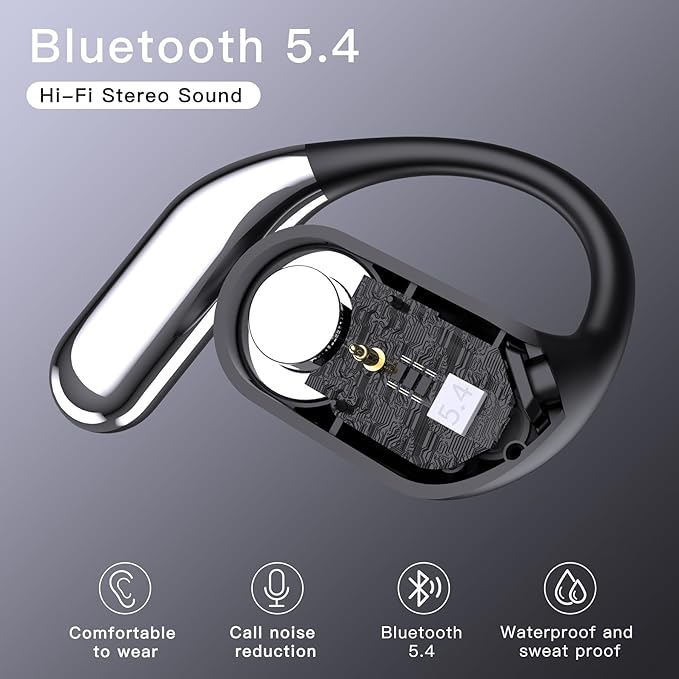 Wireless Earbuds Bluetooth Earbuds Built-in Mic with Ear Hooks 50H Playtime Ear Buds LED Display Charging Case Waterproof Design for Running Fitness