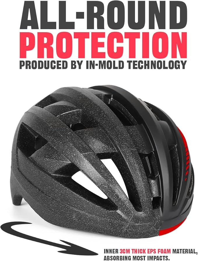 VICTGOAL Bike Helmet for Men Women with Led Light Detachable Magnetic Goggles Removable Sun Visor Mountain & Road Bicycle Helmets Adjustable Size Adult Cycling Helmets