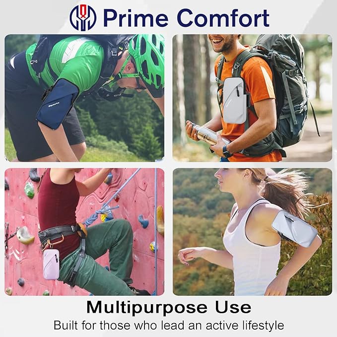 Phone Holder Arm Bands, Small Crossbody Shoulder Holsters Bag with Arm Band, Fits iPhone and All Cell Phones, Use for Running, Walking, Hiking & Biking (Plus Size Light Blue)