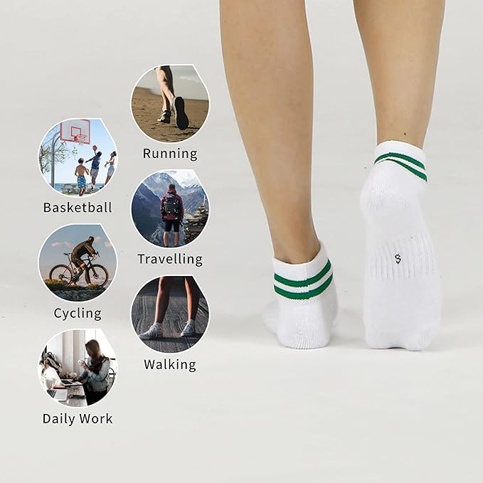 MONFOOT Men's/Women's 6 Pairs Daily Cushion Comfort Fit Performance Quarter Ankle Socks Multipack