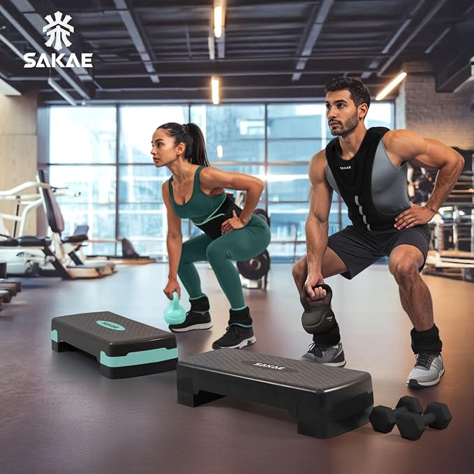 Aerobic Stepper Set with Dumbbells & Measuring Tape, Adjustable Height 2 Level Risers Workout Exercise Step Platform, 4 Colors, the Ultimate Gift for a Joyful Holiday and Merry Christmas
