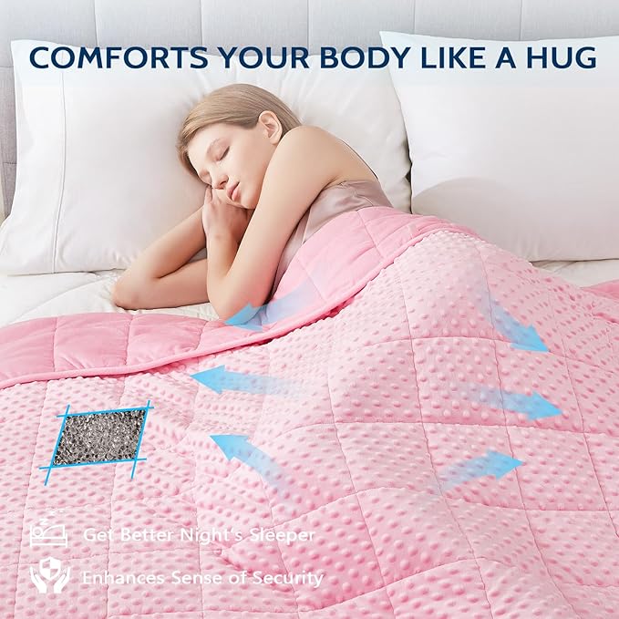 L'AGRATY Weighted Blanket for Adult - 60"x80" 20lbs Minky Dots Heavy Blanket with Glass Beads: Soft Breathable for All-Season Summer Fall Winter Thick Comfort for Sleeping