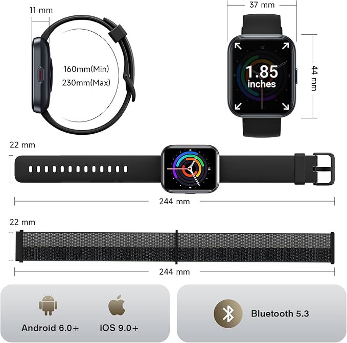 Smart Watches for Women Men Android & iPhone, Alexa Built-in, 1.8" Smart Watch(Answer/Make Calls ,2 Bands Included) 24/7 SpO2 Sleep Heart Rate Monitor,3ATM Waterproof,Fitness Tracker with 120+ Sport