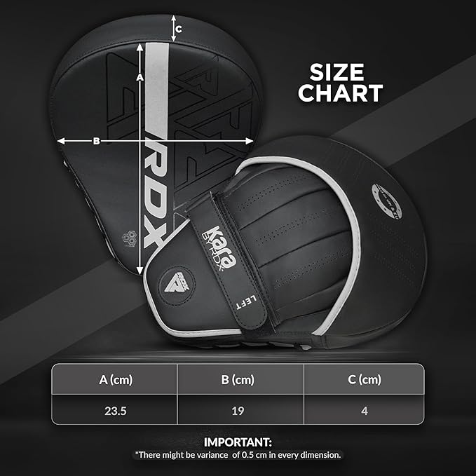RDX Boxing Pads Curved Focus Mitts, Maya Hide Leather Kara Hook and jab Training Pads, Adjustable Strap Ventilated, MMA Muay Thai Kickboxing Coaching Martial Arts Punching Hand Target Strike Shield