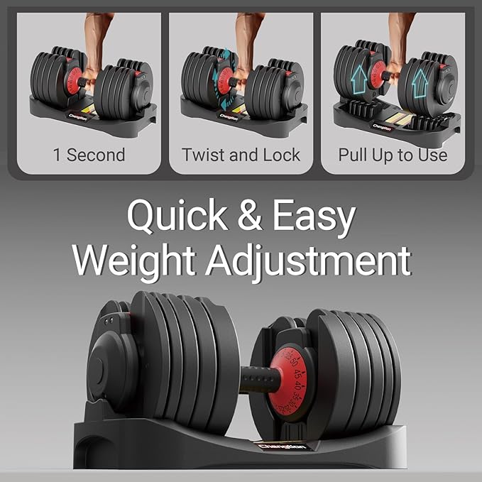 Adjustable Dumbbells 25/52.5 lbs, 9/15 in - Adjustable Weight Dumbbell Set for Full Body Exercise Training Fitness Workout in Home Gym