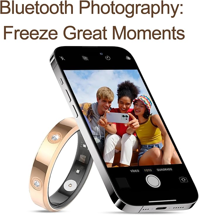 Smart Ring for Women Men Diamond Fitness Tracker Sleep Heart Rate Monitor Smart Rings for Android iOS Phone Pedometer Calorie Step Counter Stylish Ladies Rings for Women Elegant