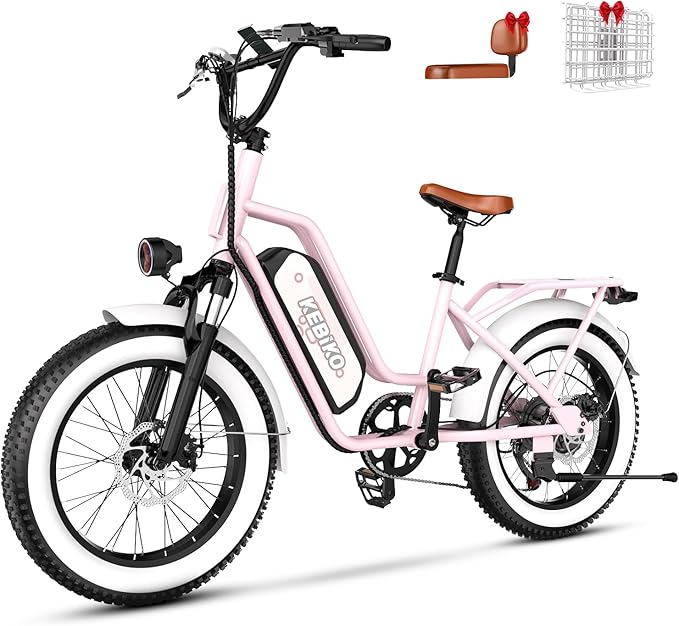 2 Seater Electric Bike, 48V 20AH(𝟗𝟔𝟎𝐖𝐇) Large Removable Battery, 𝟏𝟑𝟎𝟎𝐖 Peak Motor, 20"x 4.0" Fat Tire Ebike for Adults, 80+Miles Max,30+MPH, City Couple E Bike for All Terrain