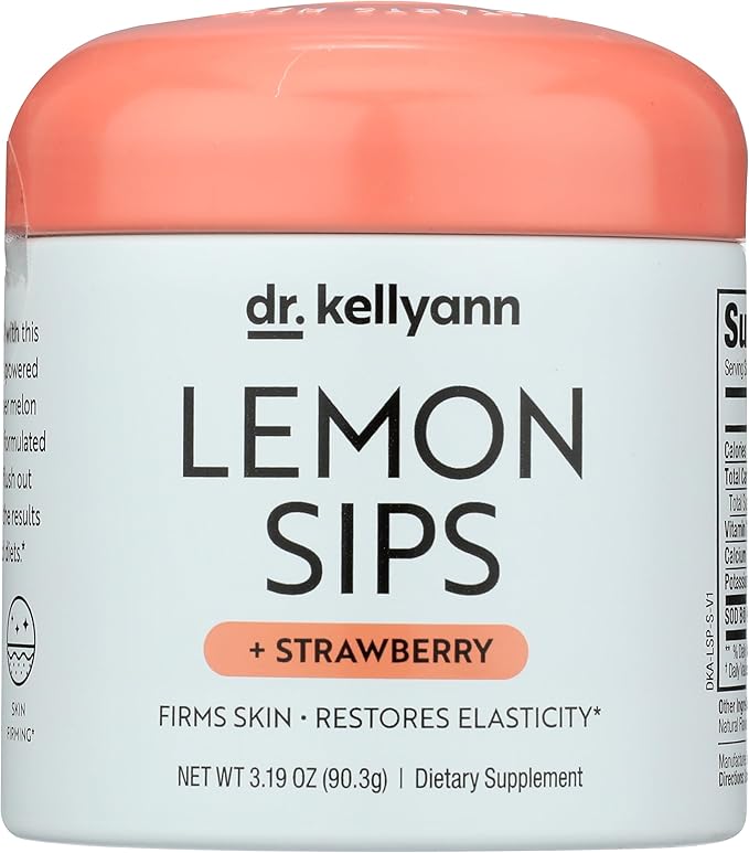 Dr. Kellyann Lemon Sips Citrus Drink Mix (21 Servings) – Strawberry Lemonade Flavor, Sugar-Free Detox, Hydrates Skin, 1 Pack
