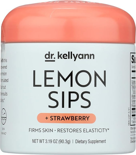 Dr. Kellyann Lemon Sips Citrus Drink Mix (21 Servings) – Strawberry Lemonade Flavor, Sugar-Free Detox, Hydrates Skin, 1 Pack