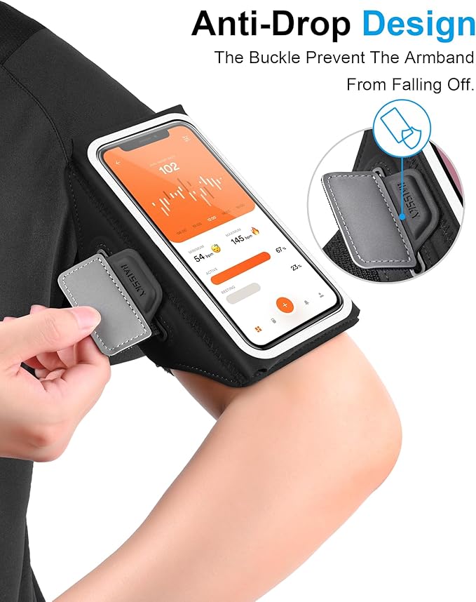 Cell Phone Armbands for Running with Earphone Bag, Arm Band for iPhone 16 15 14 13 12 11 Pro Max Galaxy S21-S24 Ultra, Armband Phone Holder with Car Home Key Pocket for MP3 Player 4-6.8''