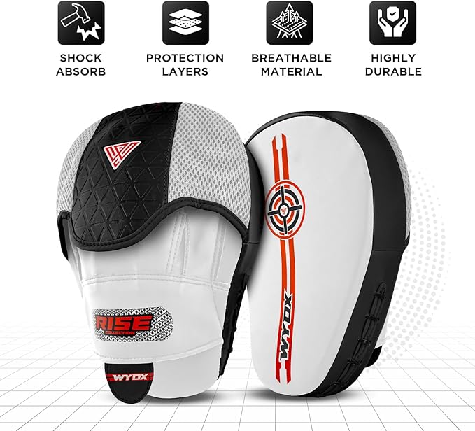 WYOX Curved Boxing Punch Mitts β Boxing Pads Training Set, Punching Mitts for Adults, Kickboxing Pads, Muay Thai Pads, Karate Pads, MMA Training Equipment, Martial Arts Focus Pads
