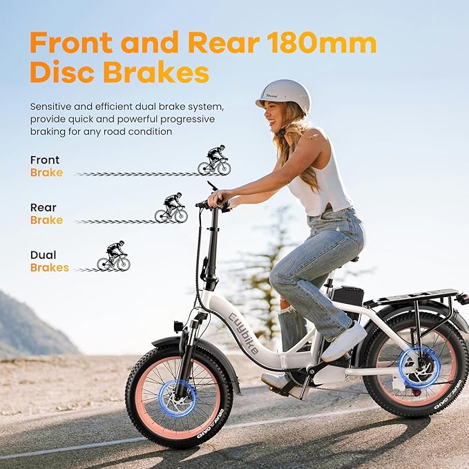 Folding Electric Bike for Adults with Peak 1000W Motor, 48V 20AH Battery up to 30MPH 80 Miles, 20" Fat Tire All Terrain Ebike, Front Suspension 7-Speed Commuter E Bike, Step-Thru, UL Certified