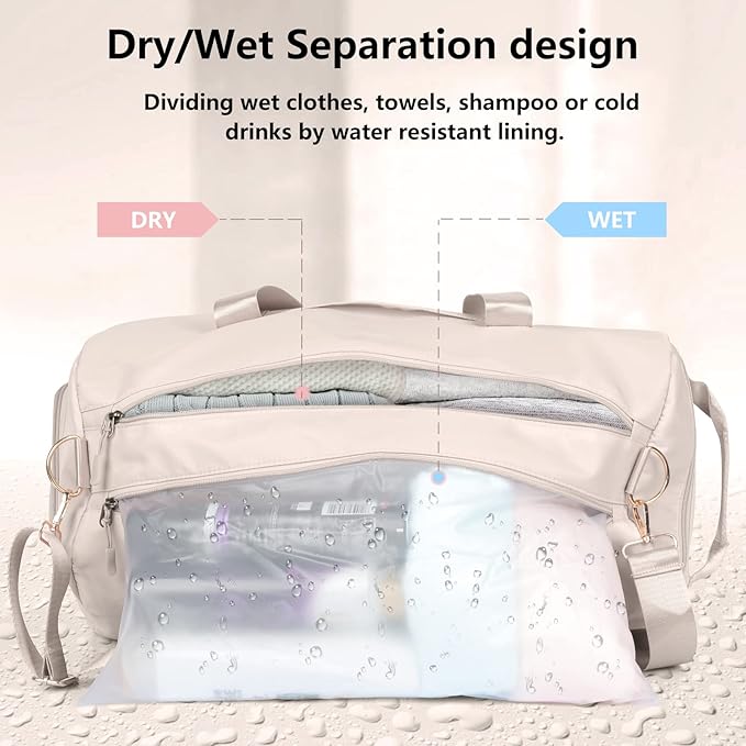 MABROUC Duffle Bag For Women, Sports Duffel Bag for Gym with Wet Pocket & Shoe Compartment, Overnight Weekender Travel Bag