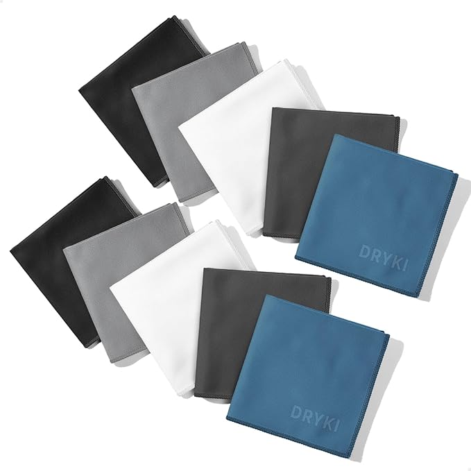Pocket-Sized Sweat Towels - The Original Sweat Absorbing Handkerchiefs - Quick-Dry Microfiber Sweat Rags for Face, Hands, & Body - Men & Women - Gym, Sports, and Work (Neutrals: 10 Pack)