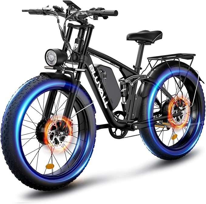 2000W(Peak 3000W) Electric Bike for Adults,Dual Motor E Bike 35MPH 80 Mile with 52V 22.4AH(1164WH Battery, 26” Fat Tire All Terrain Ebikes,Full Suspension Long Range E Bikes