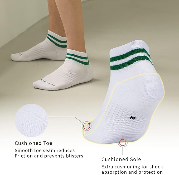 MONFOOT Men's/Women's 6 Pairs Daily Cushion Comfort Fit Performance Quarter Ankle Socks Multipack